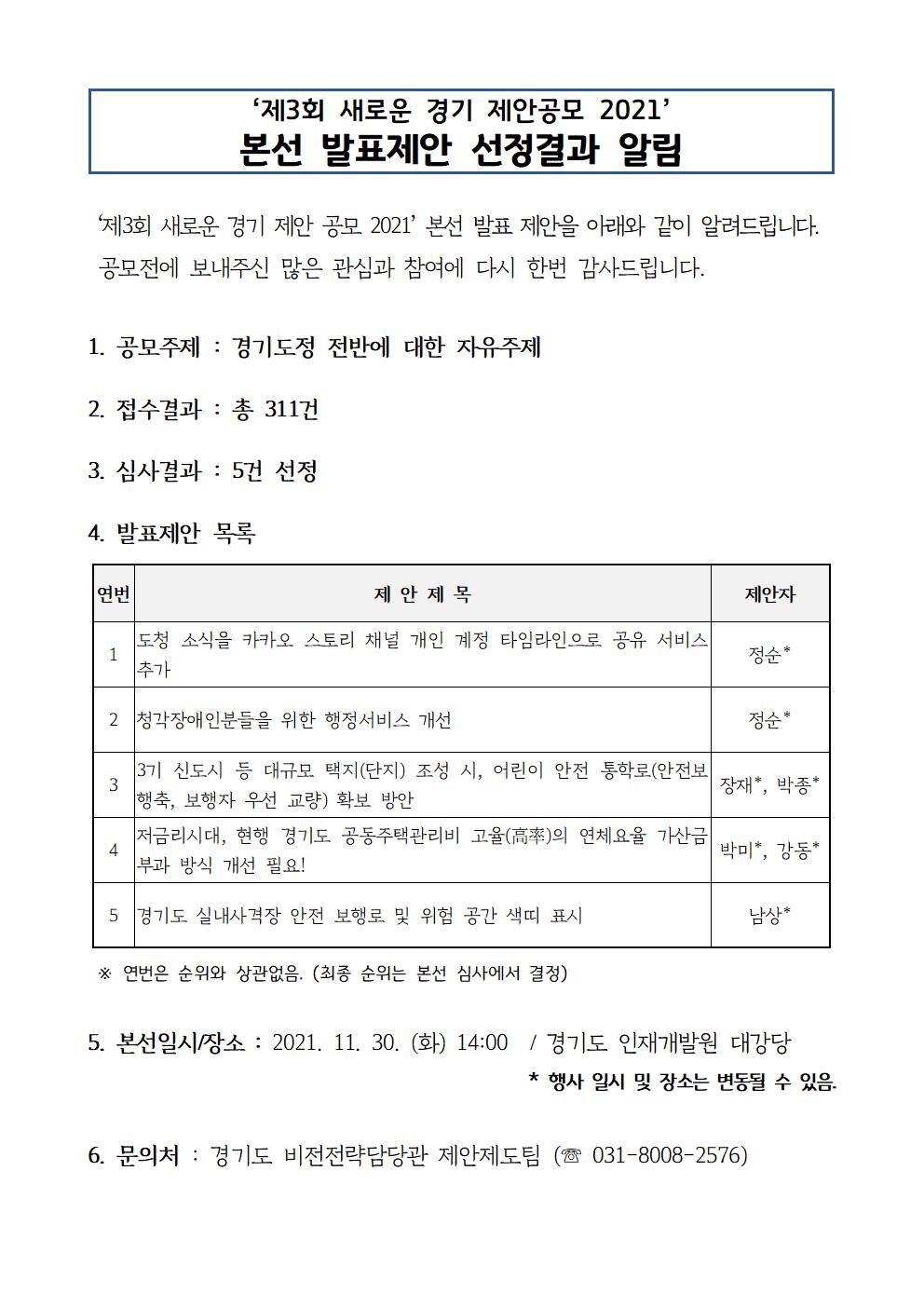 본선발표제안 선정